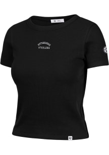 47 Pittsburgh Steelers Womens Black Spirited Short Sleeve T-Shirt