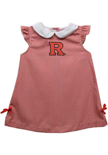 Vive La Fete Rutgers Scarlet Knights Toddler Girls Red Gingham Short Sleeve Dress