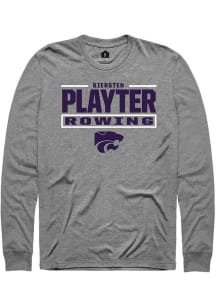 Kiersten Playter K-State Wildcats Graphite NIL Stacked Box Long Sleeve Player T Shirt