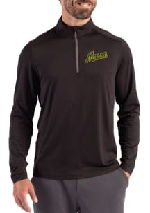 Cutter and Buck George Mason University Mens Black Vault Coastline Long Sleeve Qtr Zip Pullover