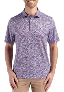 Cutter and Buck Northwestern Wildcats Mens Purple Pike Flora Short Sleeve Polo