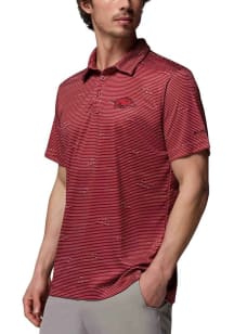 Columbia Arkansas Razorbacks Mens Cardinal Red Super Terminal Tackle Short Sleeve Polo