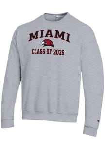Champion Miami RedHawks Mens Grey Font Class of 2026 Powerblend Long Sleeve Crew Sweatshirt