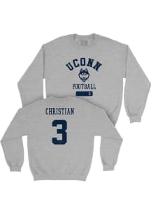 Kenji Christian  Campus Ink UConn Huskies Youth Grey NIL Varsity Long Sleeve Crew Sweatshirt