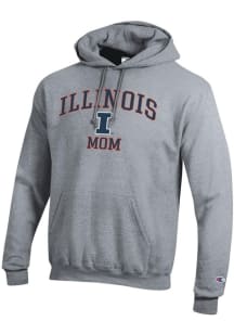 Champion Illinois Fighting Illini Mens Grey Mom Powerblend Long Sleeve Hoodie