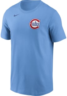 Nike Chicago Cubs Light Blue Primetime Alternate Wordmark Short Sleeve T Shirt