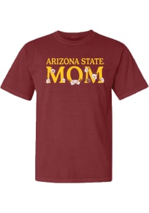 Summit Sportswear Arizona State Sun Devils Womens Maroon Floral Mom Short Sleeve T-Shirt