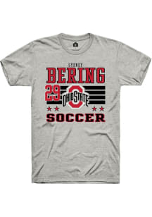 Sydney Bering Ohio State Buckeyes Ash NIL Striped Short Sleeve Player T Shirt