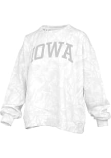 Pressbox Iowa Hawkeyes Womens White Camo Crew Sweatshirt