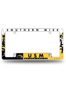 Southern Mississippi Golden Eagles Primary All Over Chrome License Plate Frame - White