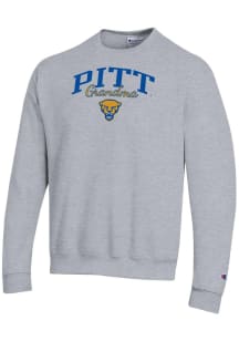 Champion Pitt Panthers Mens Grey Grandma Script Powerblend Long Sleeve Crew Sweatshirt