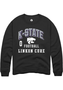Linkon Cure K-State Wildcats Mens Black Football NIL Arch Logo Player Crew