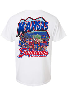 Something Inked Kansas Jayhawks White David Booth Kansas Memorial Stadium Short Sleeve T Shirt