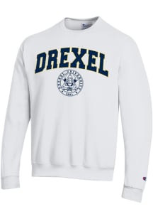Champion Drexel Dragons Mens White University Seal Long Sleeve Crew Sweatshirt