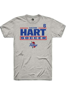 Kaleigh Hart  Tulsa Golden Hurricane Ash Rally NIL Stacked Box Short Sleeve T Shirt