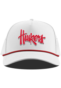 Branded Bills Nebraska Cornhuskers Huskers Curved 5 Panel Rope Adjustable Hat - White