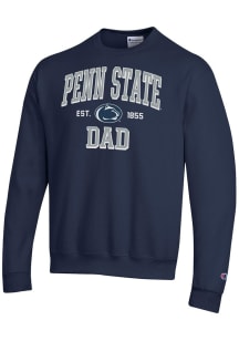 Champion Penn State Nittany Lions Mens Navy Blue Est Date Dad Powerblend Long Sleeve Crew Sweatshi..