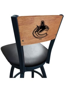 Vancouver Canucks Vinyl Seat Maple Back Swivel Pub Stool - Black