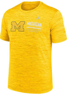 Nike Michigan Wolverines Yellow DriFit Velocity Jordan Short Sleeve T Shirt