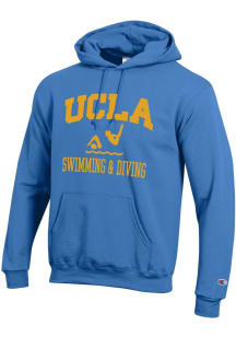 Champion UCLA Bruins Mens Light Blue Swimming & Diving Icon Powerblend Long Sleeve Hoodie