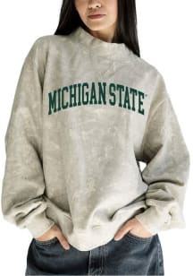 Michigan State Spartans Womens Green Camo Crew Sweatshirt