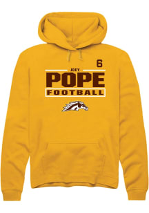 Joey Pope Western Michigan Broncos Mens Gold Football NIL Stacked Box Player Hood