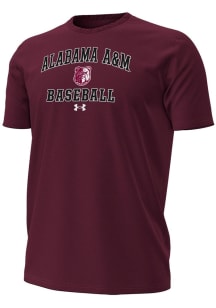 Under Armour Alabama A&M Bulldogs Maroon Baseball Performance Short Sleeve T Shirt