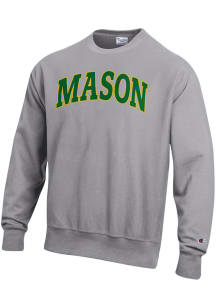 Champion George Mason University Mens Silver Reverse Fleece Crew Long Sleeve Crew Sweatshirt