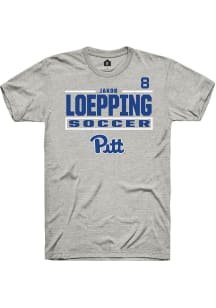 Jakob Loepping Pitt Panthers Ash NIL Stacked Box Short Sleeve Player T Shirt