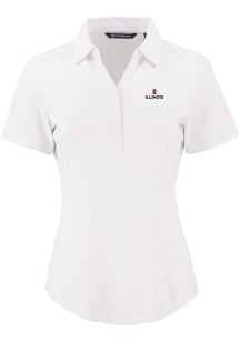 Cutter and Buck Illinois Fighting Illini Womens White Forge Eco Polo Short Sleeve Polo Shirt