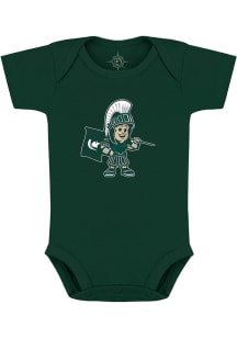 Creative Knitwear Sparty Michigan State Spartans Baby Green Baby Sparty Short Sleeve One Piece