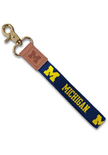 Jardine Michigan Wolverines Wristlet Keychain W/Custom Strap Lanyard - Navy Blue