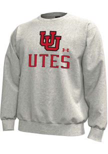 Under Armour Utah Utes Mens Grey Name Drop Long Sleeve Crew Sweatshirt