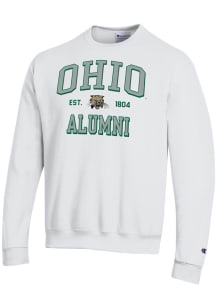 Champion Ohio Bobcats Mens White Est Date Alumni Powerblend Long Sleeve Crew Sweatshirt