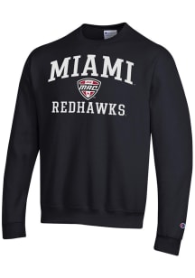 Champion Miami RedHawks Mens Black MAC Arch Powerblend Long Sleeve Crew Sweatshirt
