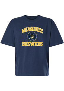 Milwaukee Brewers Womens Blue Relaxed Short Sleeve T-Shirt