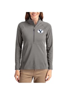 Cutter and Buck BYU Cougars Womens Graphite Adapt Eco Qtr Zip Pullover