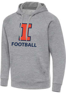 Antigua Illinois Fighting Illini Mens Grey Heather Football Victory Long Sleeve Hoodie