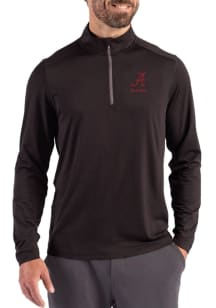 Cutter and Buck Alabama Crimson Tide Mens Black Alumni Coastline Long Sleeve Qtr Zip Pullover