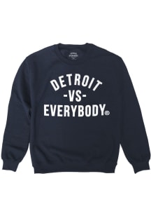 Detroit Mens Navy Blue Vs Everybody Long Sleeve Crew Sweatshirt