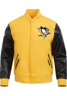 Mens Pittsburgh Penguins Pro Standard Mens Classic Varsity Heavyweight Jacket - Yellow
