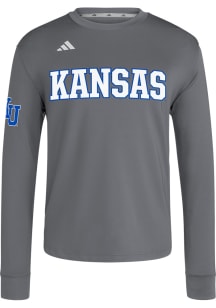 Adidas Kansas Jayhawks Dark Grey Dugout Long Sleeve T-Shirt