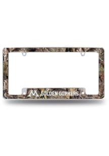 Minnesota Golden Gophers Camo Mossy Oak All Over Chrome License Plate Frame - White