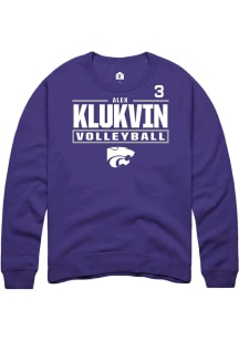 Alex Klukvin K-State Wildcats Mens Purple NIL Stacked Box Player Crew
