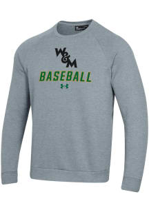 Under Armour William & Mary Tribe Mens Grey Baseball Rival Long Sleeve Crew Sweatshirt