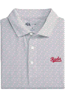 Onward Reserve Cincinnati Reds Mens White Custom Team Print Short Sleeve Fashion Polo