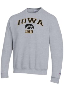 Champion Iowa Hawkeyes Mens Grey Arch Logo Dad Powerblend Long Sleeve Crew Sweatshirt