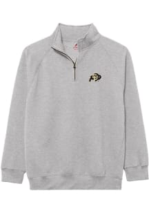 League Colorado Buffaloes Mens Ash Essentials Embroidery Long Sleeve Qtr Zip Pullover