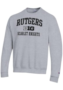 Champion Rutgers Scarlet Knights Mens Grey Big Ten Powerblend Long Sleeve Crew Sweatshirt