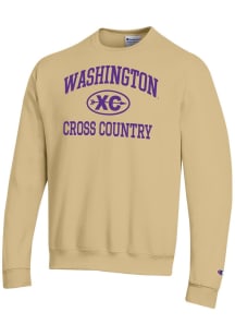 Champion Washington Huskies Mens Gold Cross Country Icon Powerblend Long Sleeve Crew Sweatshirt